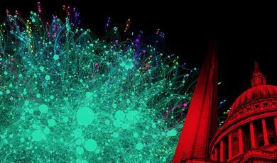 illustration of a network in turquoise